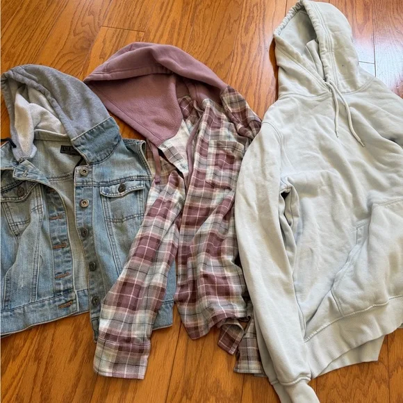 Lot of 3 women’s assorted mix Stylish Denim and Plaid Jacket Set medium m - Picture 1 of 6